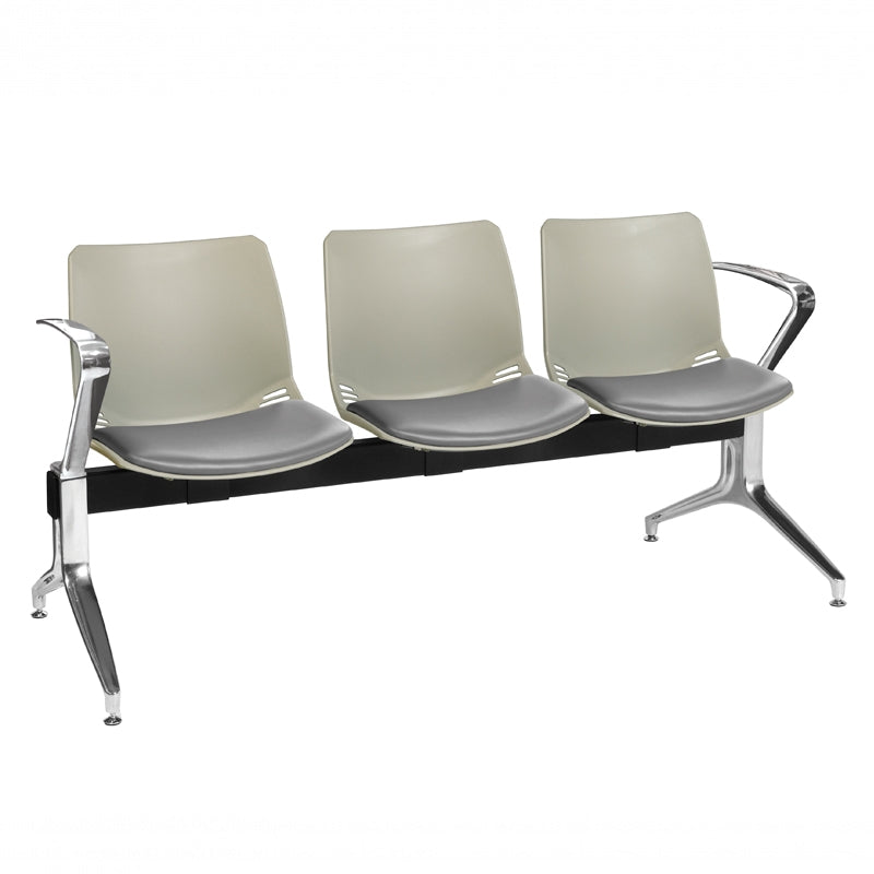 Sunflower Neptune Visitor 3 Seat Module (Moulded) - 2 Chrome Arms - Vinyl Seat Pads - 