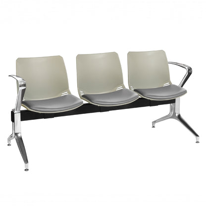 Sunflower Neptune Visitor 3 Seat Module (Moulded) - 2 Chrome Arms - Vinyl Seat Pads - 