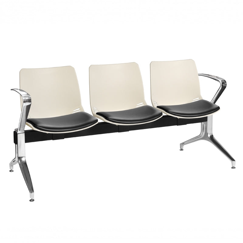 Sunflower Neptune Visitor 3 Seat Module (Moulded) - 2 Chrome Arms - Vinyl Seat Pads - 