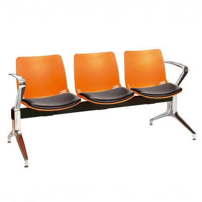 Sunflower Neptune Visitor 3 Seat Module (Moulded) - 2 Chrome Arms - Vinyl Seat Pads - 