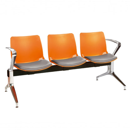 Sunflower Neptune Visitor 3 Seat Module (Moulded) - 2 Chrome Arms - Vinyl Seat Pads - 