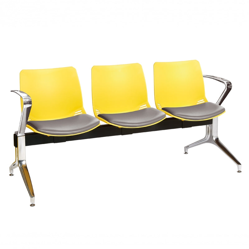 Sunflower Neptune Visitor 3 Seat Module (Moulded) - 2 Chrome Arms - Vinyl Seat Pads - 