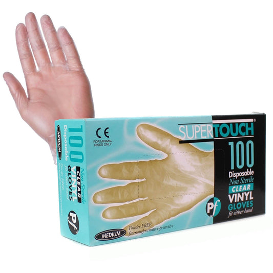 Vinyl Powder Free Gloves - Medium - Box of 100 - Supertouch