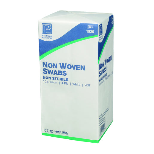 Non-Woven Swabs - 10 x 10cm 4 Ply x 200 - Premier