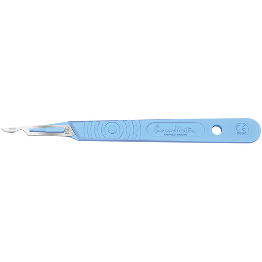 Sterile Disposable Scalpel No.15c Blade with Polystyrene Handle x 10 - 