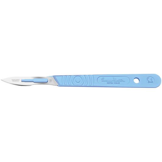 Sterile Disposable Scalpel No.18 Blade with Polystyrene Handle x 10 - 