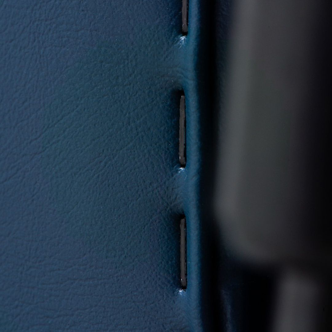 Stabil Komfort 3-Section Hydraulic Plinth - White Frame - Navy Blue Upholstery - Stabil