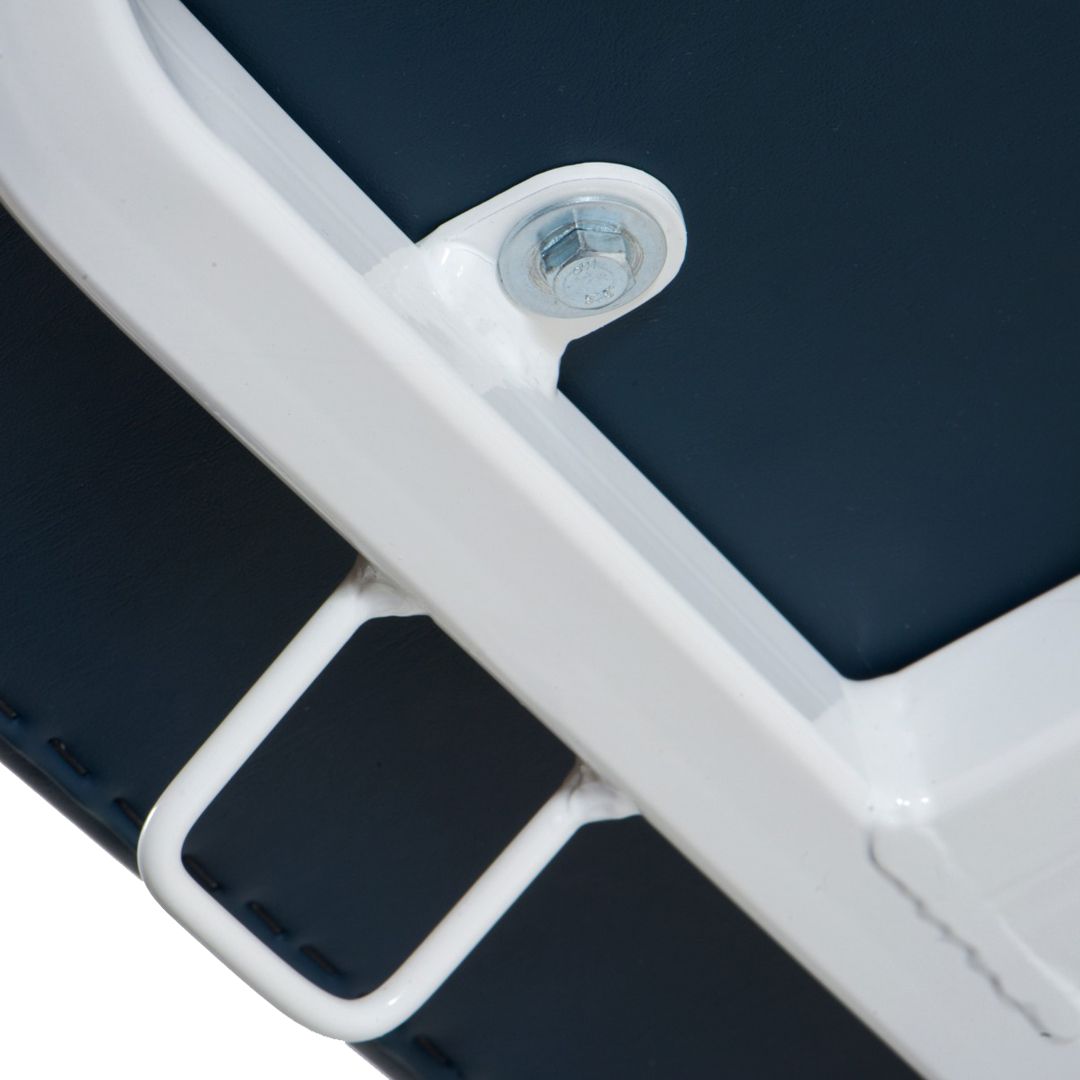 Stabil Komfort 3-Section Hydraulic Plinth - White Frame - Navy Blue Upholstery