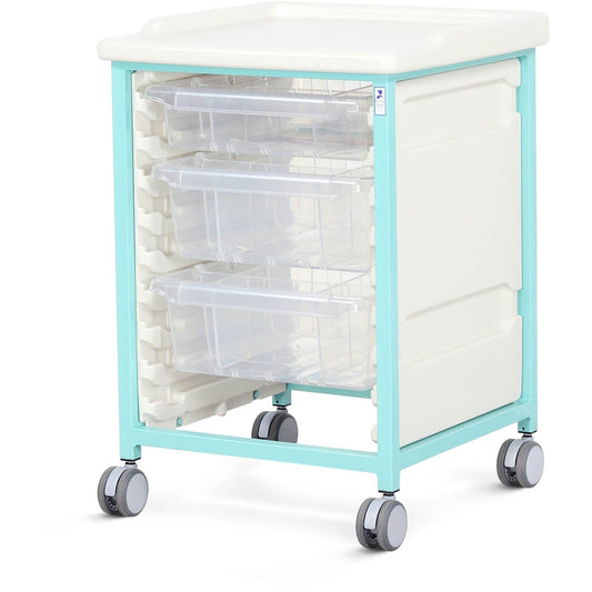 Tray Trolley - Low Level - Single Column (Mild Steel) - 1 Small & 2 Deep Drawers - Bristol Maid
