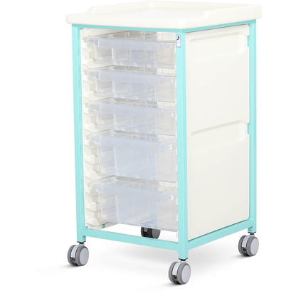 Tray Trolley - Standard Level - Single Column (Mild Steel) - 3 Small & 2 Deep Drawers - Bristol Maid