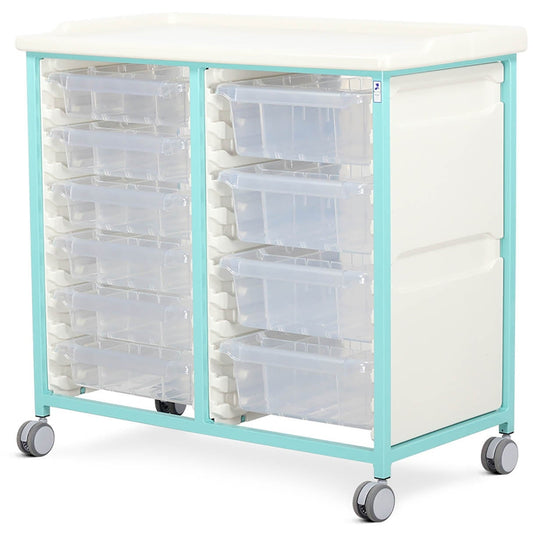 Tray Trolley - Standard Level - Double Column (Mild Steel) - 6 Small & 4 Deep Drawers - Bristol Maid