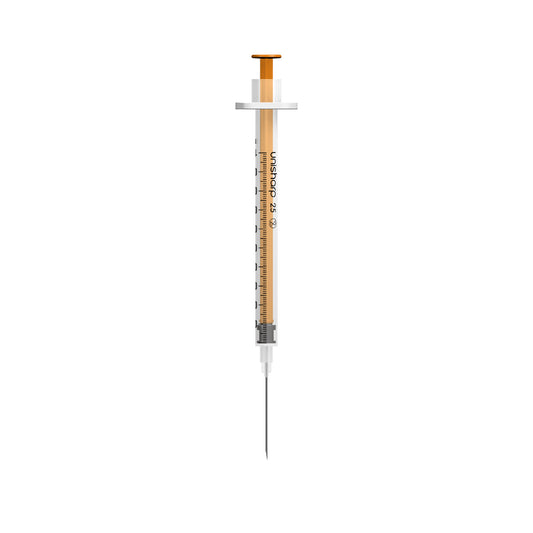 Unisharp 1ml 25G (1 inch) Fixed Needle Syringe - Box of 100