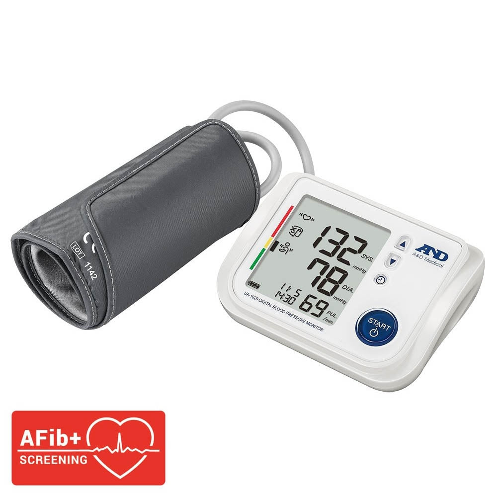 A&D Medical UA-1020-W Upper Arm Blood Pressure Monitor with Atrial Fibrillation Screening (Medium-Large Cuff) - A&D Medical