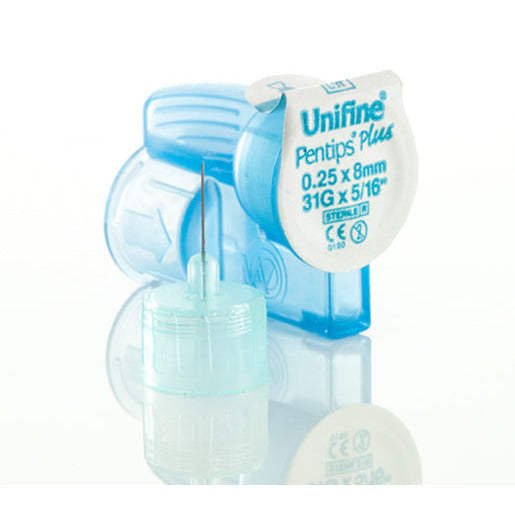 Unifine Pentips Plus Diabetes Medication Injection Pen Needle - 8mm x 31G x 100 - Owen Mumford