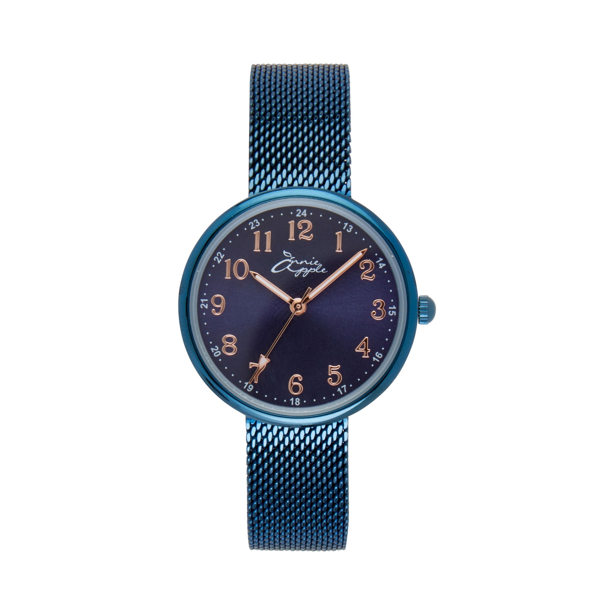 Annie Apple Nurses Fob Watch - Venus - Blue Mesh - Blue Leather - 35mm - Annie Apple