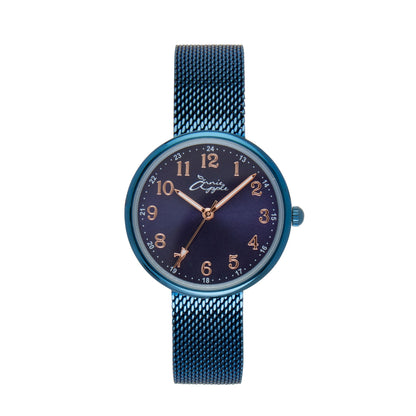 Annie Apple Nurses Fob Watch - Venus - Blue Mesh - Blue Leather - 35mm - Annie Apple