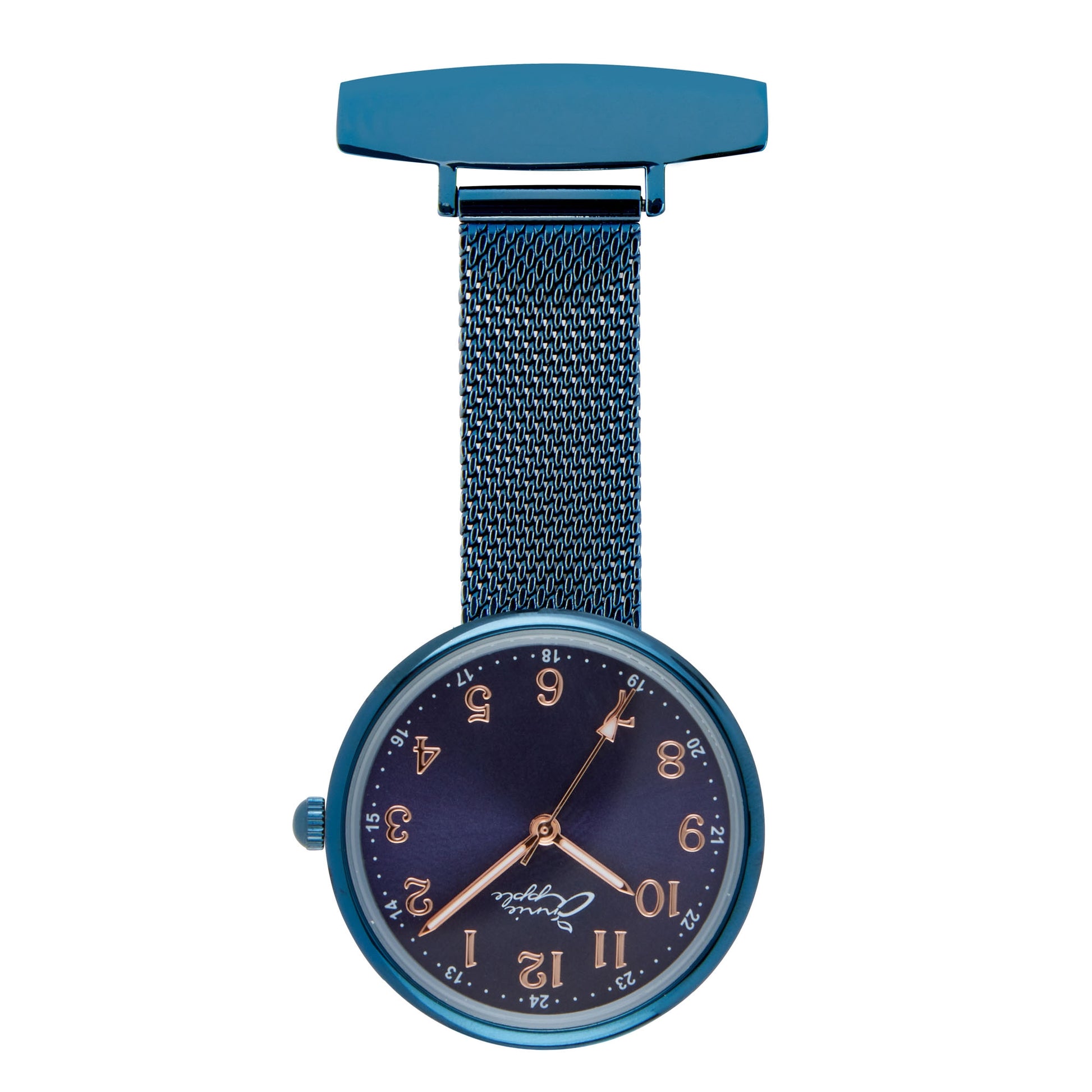 Annie Apple Nurses Fob Watch - Venus - Blue Mesh - Blue Leather - 35mm - Annie Apple
