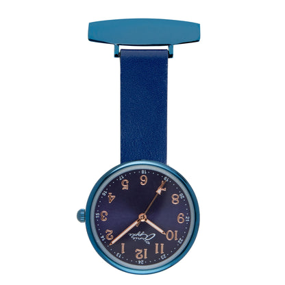 Annie Apple Nurses Fob Watch - Venus - Blue Mesh - Blue Leather - 35mm - Annie Apple