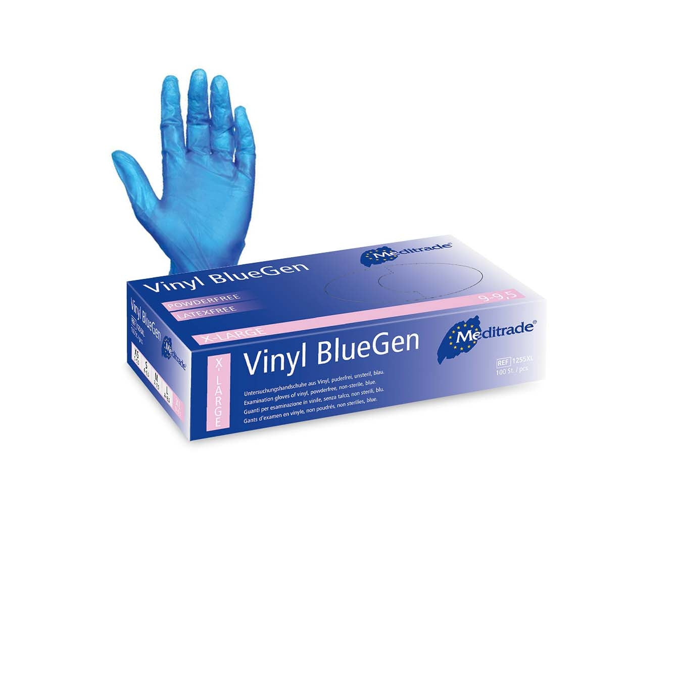 Blue Vinyl Gloves Extra Large - Box of 100 - Meditrade