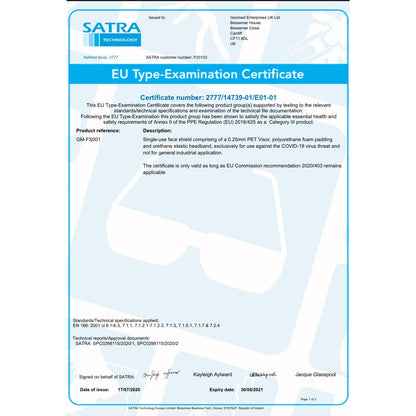 Face Shield Visor - Pack Of 200 [PPE CAT III] - Discontinued