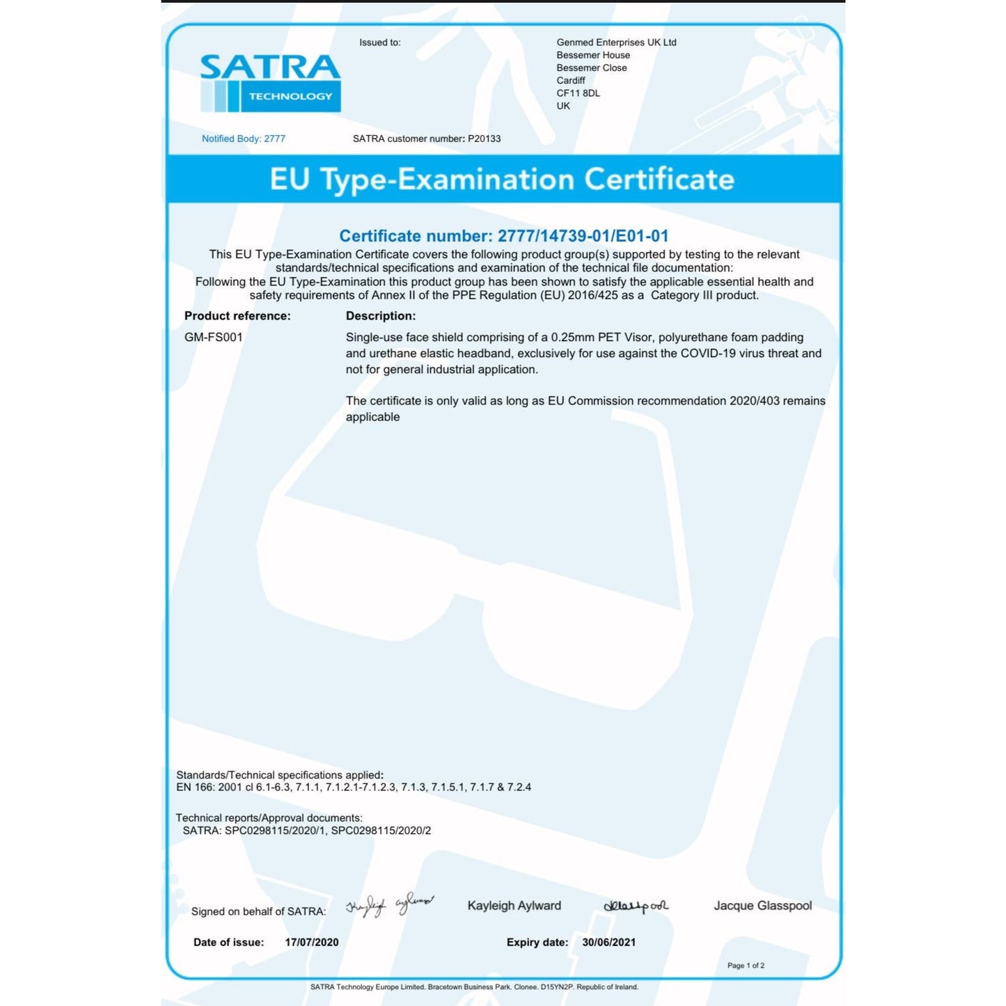 Face Shield Visor - Single [PPE CAT III] - Discontinued