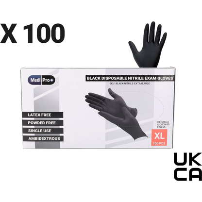 Black Nitrile Gloves - Box of 100 - Extra Large – Medisave UK Black Nitrile Gloves - Box of 100 - Extra Large – Medisave UK