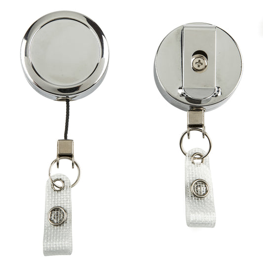 Chrome heavy duty badge reel with strap - Pack of 10