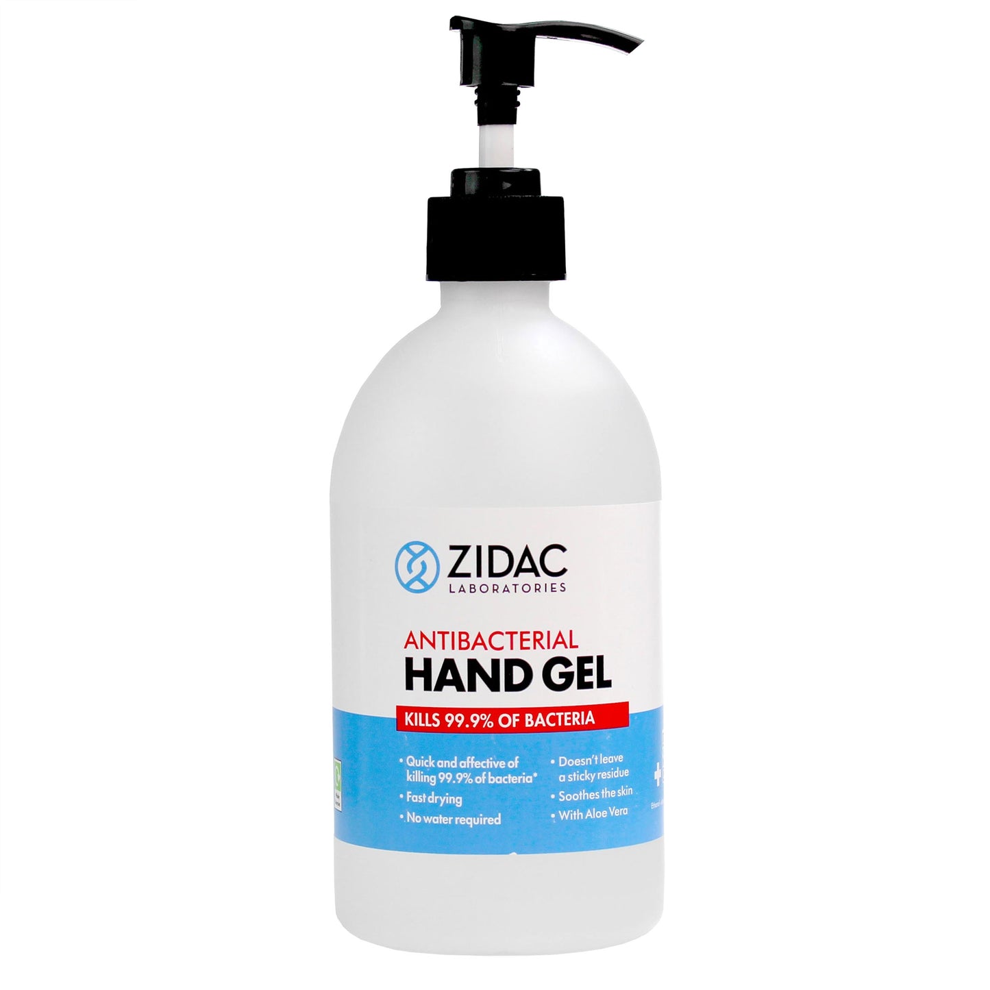 Zidac 70% Alcohol Hand Sanitiser - 500ml Pump Top - Hospital Grade - Zidac Laboratories